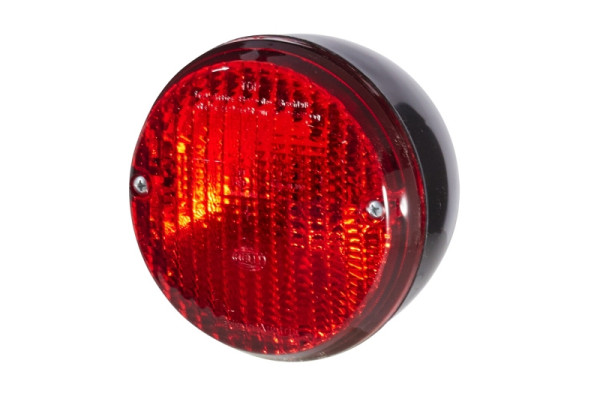 HELLA Nebelschlussleuchte, Halogen, 12/24V, rund, ADR/GGVS/ECE, Lichtscheibenfarbe: rot, Stecker: Flachstecker, hinten/links/rechts, 2NE 001 423-011