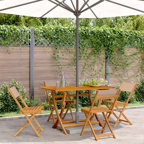 vidaXL Gartenstühle 4 Stück Klappbar Taupe Stoff und Massivholz, 3214616