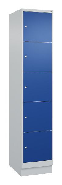 C+P Schließfachschrank Classic PLUS, Sockel, 1950x400x500mm, 7035/5010, mit 5 Fächern, 080020-125 S10003