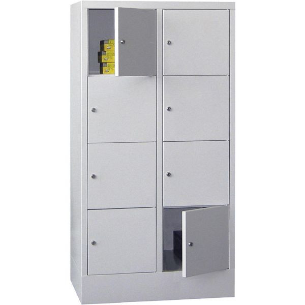 Deskin Schließfachschrank CLASSIC mit glatten Türen, Korpus lichtgrau, Türen lichtgrau, H 1518 x B 800 x T 500 mm, 264151