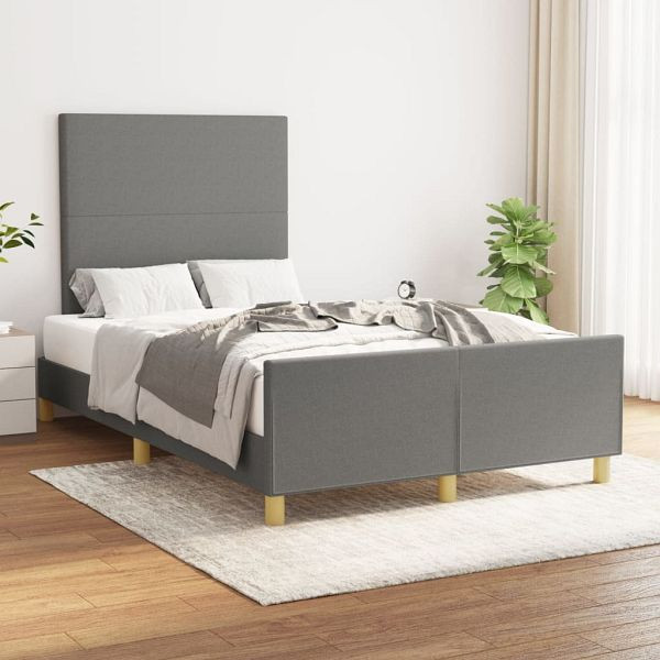 vidaXL Bettgestell mit Kopfteil Dunkelgrau 120x200 cm Stoff, 3124880
