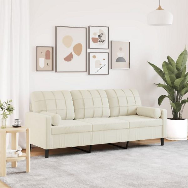 vidaXL 3-Sitzer-Sofa mit Zierkissen Creme 180 cm Samt, 3278237