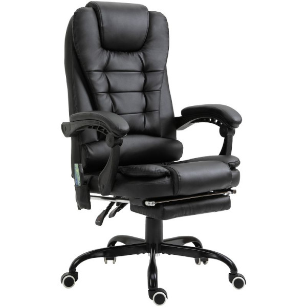 Vinsetto Schreibtischstuhl mit 7 Massagepunkten, höhenverstellbarer Drehstuhl mit integrierter Fußstütze, 67 x 79 x 111-121 cm, 921-342V91BK