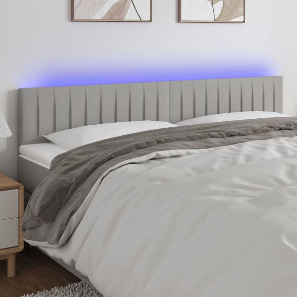 vidaXL LED Kopfteil Hellgrau 200x5x78/88 cm Stoff, 3121872