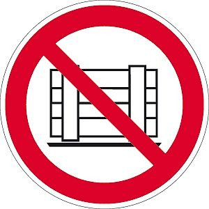 Moedel Abstellen oder Lagern verboten ISO 7010, Folie, Ø 100 mm, 58460