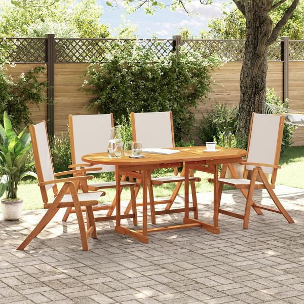 vidaXL 5-teilig Garten-Essgruppe Massivholz Akazie und Textilene, 3279294