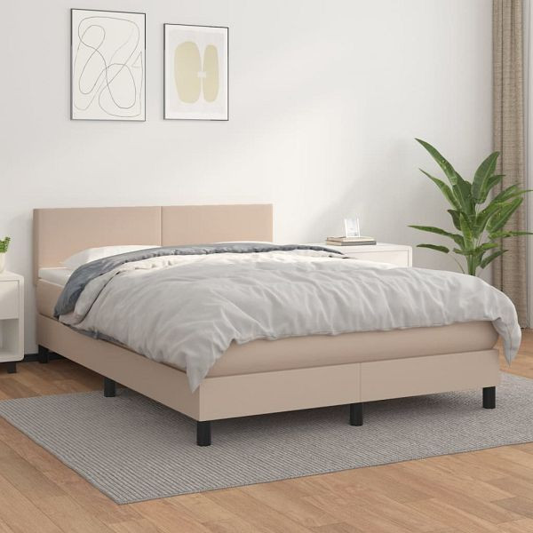 vidaXL Boxspringbett Matratze Cappuccino-Braun 140x200cm Kunstleder, 3141010
