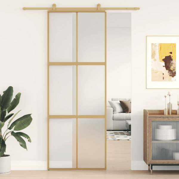 vidaXL Schiebetür Golden 76x205 cm Matt ESG-Glas und Aluminium, 155157