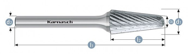 Karnasch Hartmetall-Frässtift unbeschichtet KEL/ HP-1 d1=16 / l2=33 / d2=6 / l1=78mm, VE: 2 Stück, 113087060