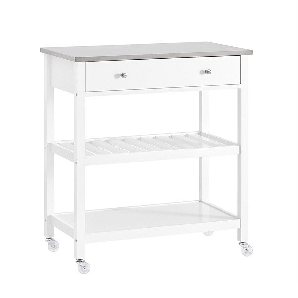 SoBuy Kücheninsel mit zwei Schubladen Weiß 81x45x90 cm, Modern, FKW47-II-W