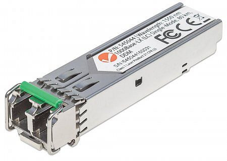 INTELLINET Gigabit SFP Mini-GBIC Transceiver für LWL-Kabel, 1000Base-LX (LC) Singlemode-Port, 80 km, 545044