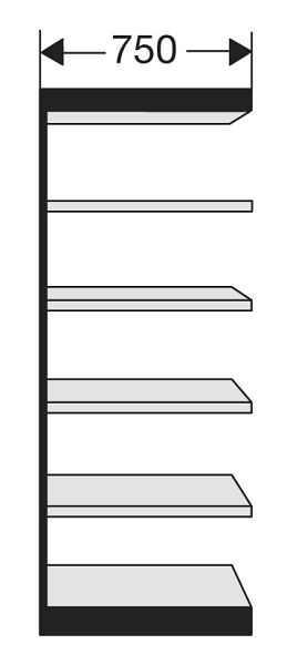 Kerkmann Büro-Regal Progress 2000, B 750 x T 300 x H 2250 mm, schwarz/lichtgrau, 50213515