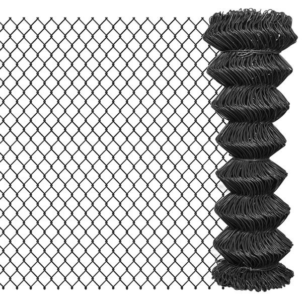 vidaXL Maschendrahtzaun 15 x 1,25 m Stahl Grau, PVC, 142425