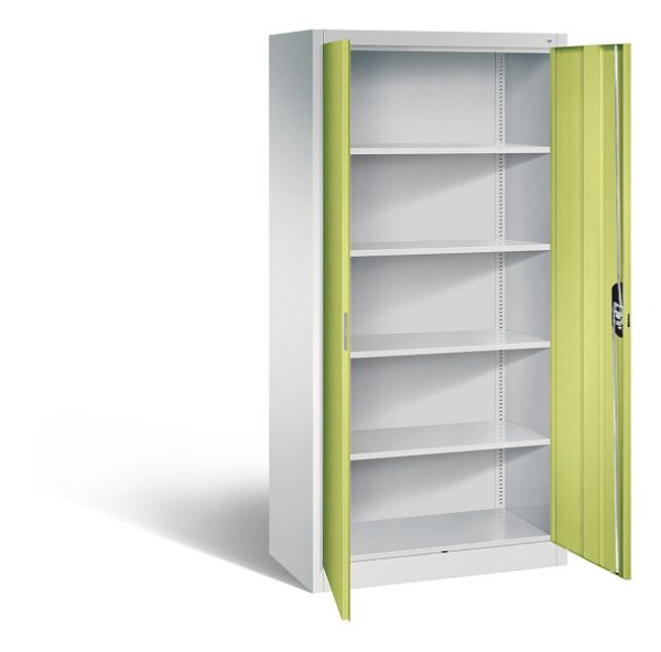 C+P Büroschrank Acurado, H1950xB930xT500mm, Farbe: Lichtgrau / Viridingrün, Muldengriff, 5 OH, 9280-000 S10953