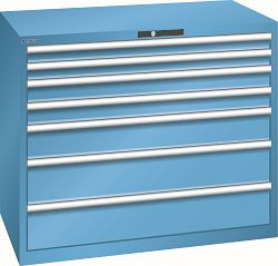 LISTA Schubladenschrank 64x36E (BxTxH) 1193x725x1000mm AUTO Lock, Lichtblau, 7 Schubladen, Traglast Schubladen 75 - 200 kg, 78.826.010.A