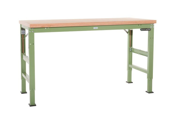 Manuflex Grundwerkbank PROFI Ergo E Memory mit Multiplexplatte, BxTxH = 2500 x 800 x 750-1030 mm, Rotorange, WP8555.2001