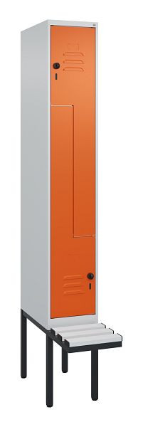 C+P Z-Spind Classic PLUS, Bank, 2 Abteile, 2120x300x815mm, 7035/2004, Drehriegel, 0800437-102 S10062