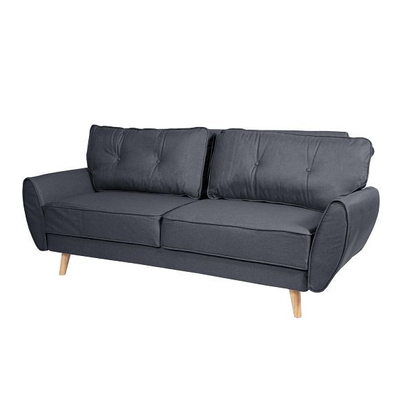 Mendler 3er-Sofa HWC-J19, Couch Klappsofa Lounge-Sofa, Schlaffunktion, Stoff/Textil anthrazit, 75476