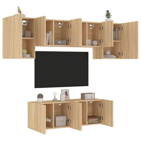 vidaXL 6-tlg. Wohnwand Sonoma-Eiche Holzwerkstoff, 3216441