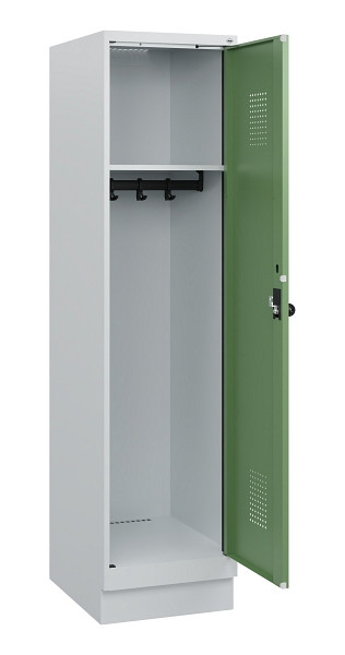 C+P Spind Evolo PLUS, Sockel, 1 Abteil, 1630x400x500mm, 7035/6011, Drehriegel, 0490205-12 S10010