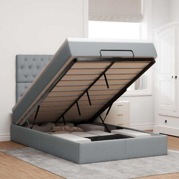 vidaXL Ottoman-Bett mit Matratzen & LEDs Dunkelgrün 120x200 cm Samt, 3314387