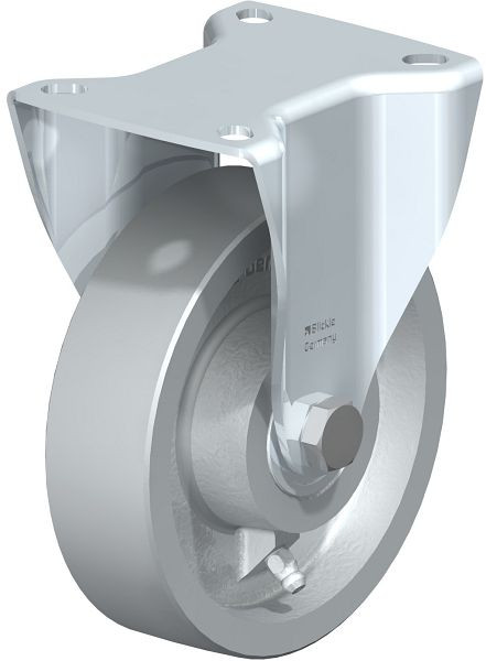 Blickle BK-G 125K-1 Stahlblech-Bockrolle, schwere Ausführung, mit Anschraubplatte, Guss, Grau, 754097