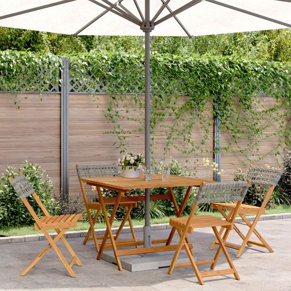 vidaXL 5-tlg. Garten-Essgruppe Grau Poly Rattan und Massivholz, 3281779