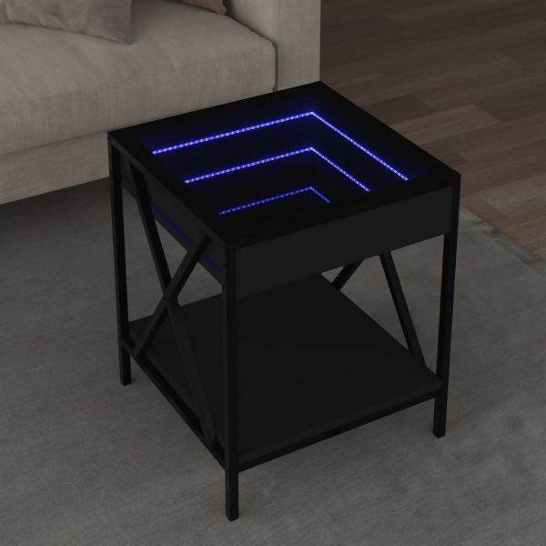 vidaXL Couchtisch mit Infinity-LED Schwarz 40x40x49 cm, 847692