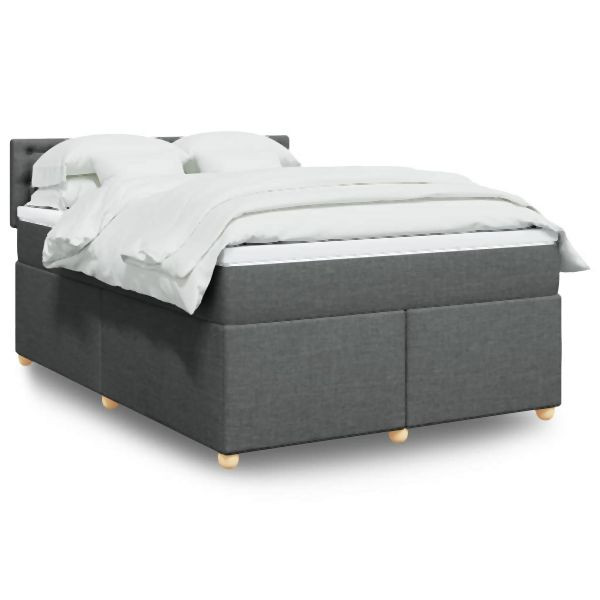 vidaXL Boxspringbett mit Matratze Dunkelgrau 140x190 cm Stoff, 3288990