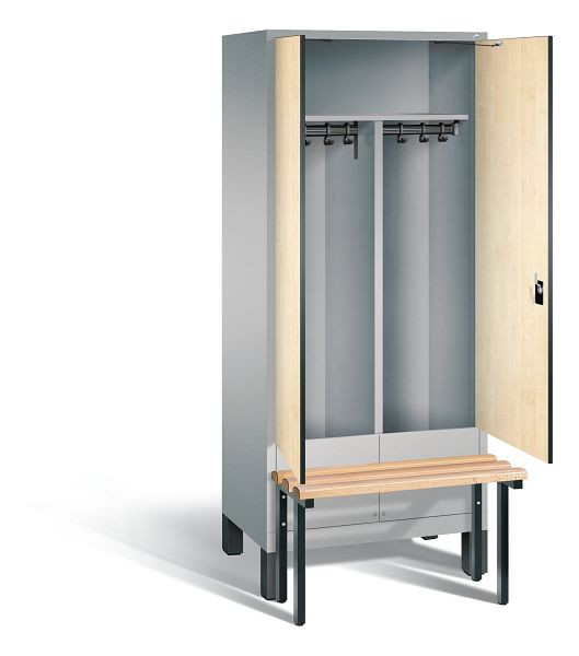 C+P Schwarz-Weiss-Spind Evolo, H1850xB810xT815mm, Farbe: Weißaluminium / Dekor Donau-Ahorn, 48032-22 S10090