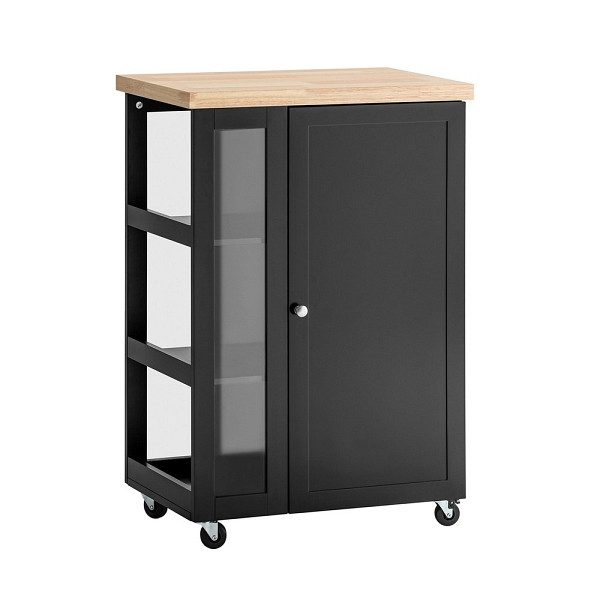 SoBuy Küchenwagen mit einer Tür Schwarz 60x40x90 cm, Funktional, FKW75-SCH