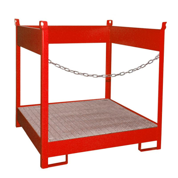 STEIN HGS Fass-Stapelpalette FSP, RAL 3000 feuerrot, lackiert, 275 Liter, seitlich offen, 79140.0038