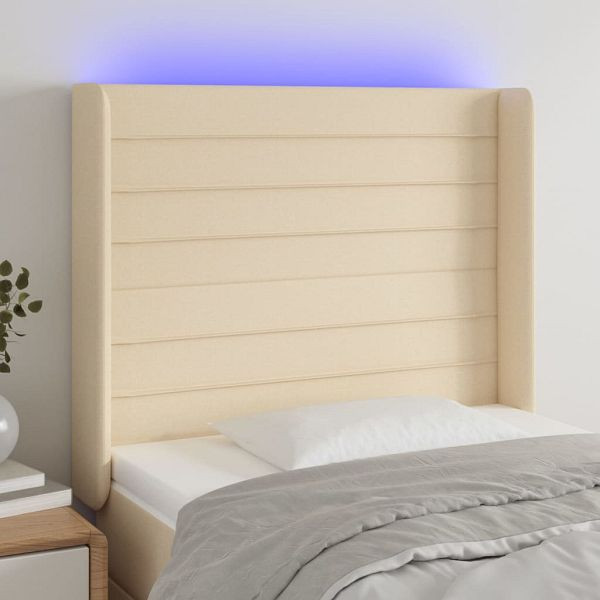 vidaXL LED Kopfteil Creme 103x16x118/128 cm Stoff, 3124183