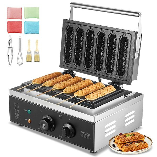 VEVOR Kommerzielles Waffelesien Waffel Maker, bis zu 6 Hot Dogs, Silber, SYYXHFBJDP6PO3RL6V2