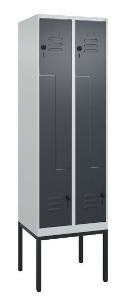 C+P Z-Spind Classic PLUS, Gestell, 4 Abteile, 2120x600x500mm, 7035/7016, Drehriegel, 0800337-204 S10008