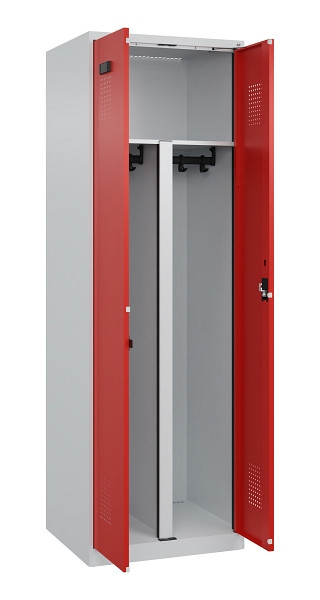 C+P PSA Schwarz-Weiß-Spind Evolo PLUS, 2 Abteile, 1850x600x500mm, 7035/3020, Zylinderschloss, 049002-20P S10032