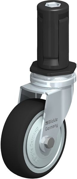 Blickle LRA-PATH 75K-FK-ER04 Apparate-Lenkrolle mit Expander, Thermoplastisches Polyurethan, Grau, 848666
