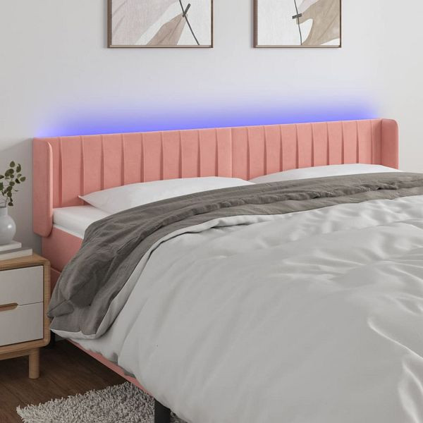 vidaXL LED Kopfteil Rosa 183x16x78/88 cm Samt, Füllung: Schaumstoff, 3123539