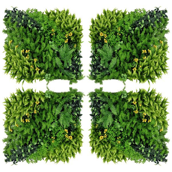 Outsunny 12 Stück künstliches Pflanzenwand Hecke 50x50 cm UV-Schutz Sichtschutz Mehrblättriges Design Heckenpflanze für Garten Outdoor Dekor, 844-473