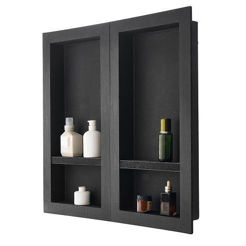 VEVOR Duschnische Set, 40,6 x 81,3 cm je Nische, mit Regal, 10,2 cm dick, Seifen- & Shampoo-Organizer, schwarz, SLLYBK4C16INFBXDC001V0