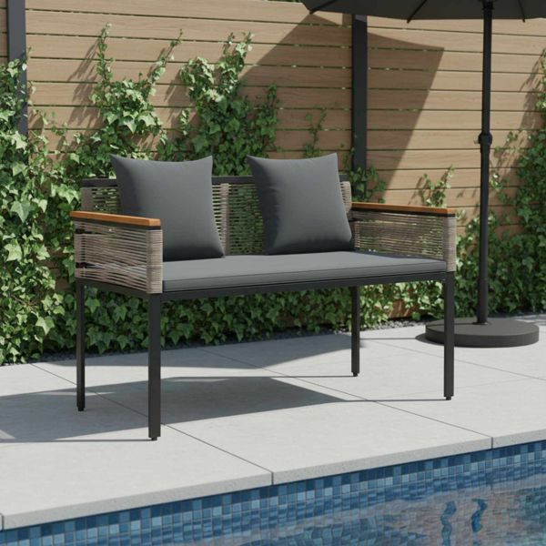vidaXL Bank Outdoor Grau und Dunkelgrau 117 x 54 x 74,5 cm Poly-Rattan, 42025239