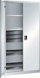 LISTA Flügeltürschrank (BxTxH) 1000x580x1950mm KEY Lock, Lichtgrau, 3 Schubladen, 2 Auszugböden, 2 Verstellböden, Vollblechtür, 58.665.020