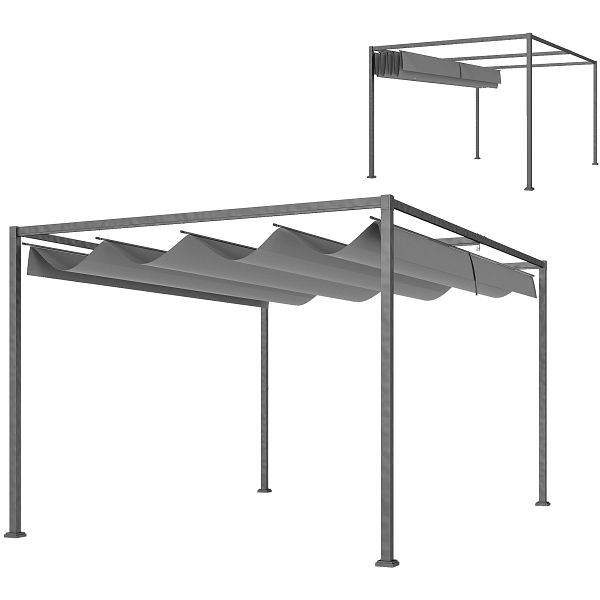 Outsunny Pergola, Robuster Sonnenschutz für Garten, Balkon, Terrasse, aus Metall und Kunststoff, UV- und wasserabweisend, Dunkelgrau, 84C-175V01