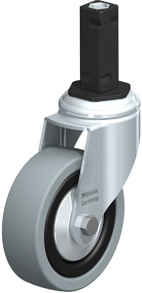 Blickle LKRA-VPA 101K-11-FA-EV13 Apparate-Lenkrolle mit Expander, Vollgummi, Grau, 848233