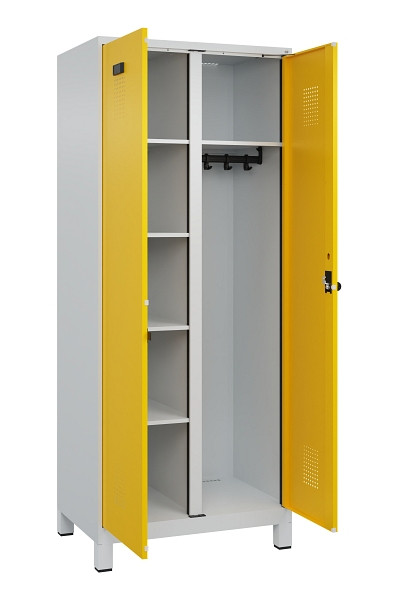 C+P Wäsche-/Garderobenspind Evolo PLUS, mit Füßen, 2 Abteile, 1950x800x500mm, 7, Frontfarbe RAL 1023 Verkehrsgelb, Drehriegel, 049610-22 S10001