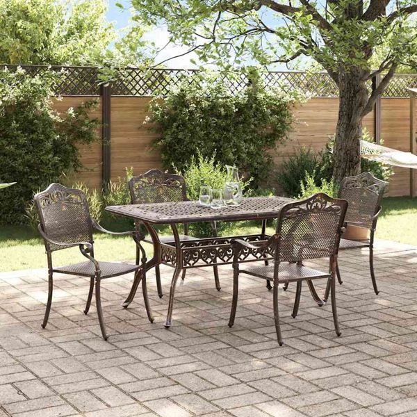 vidaXL Garten Essgruppe 5-teilig Bronze Aluminium, 3334660