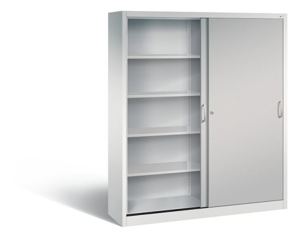 C+P Schiebetürenschrank Acurado, H1950xB1600xT400mm, Farbe: Lichtgrau / Weißaluminium, Bügelgriff, 5 OH, 2140-00 S10201
