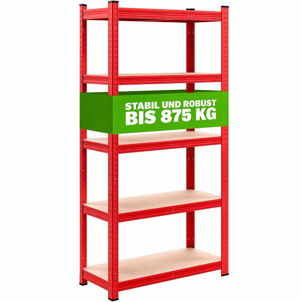 monzana Schwerlastregal Rot 180x90x40cm pulverbeschichtet Tragkraft 875kg, 106198