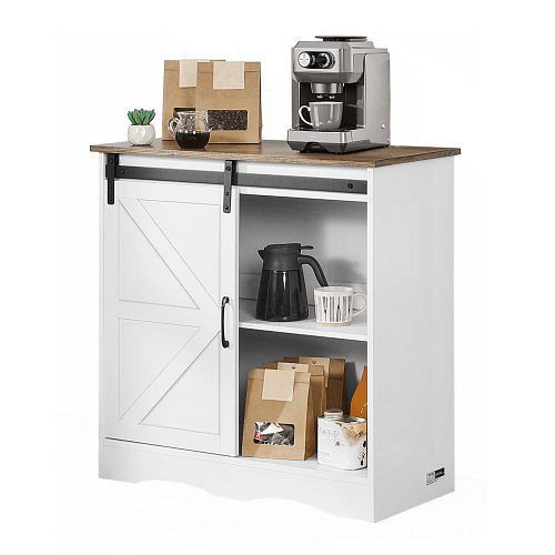 VEVOR Kaffeebarschrank 80x35x80 cm, Bauernhausstil, 3-stufiger Stauraum, Kaffeetisch mit Scheunentor, Sideboard für Wohnzimmer, BSZSJ32YCZSB4C8PVV0