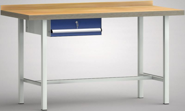 KLW Profi-Werkbank - 1500 x 700 x 905 mm L x T x H (ERGO-Version), Einzelschublade 150 mm Fh-EA, links, WP001E-1500M45-E7001